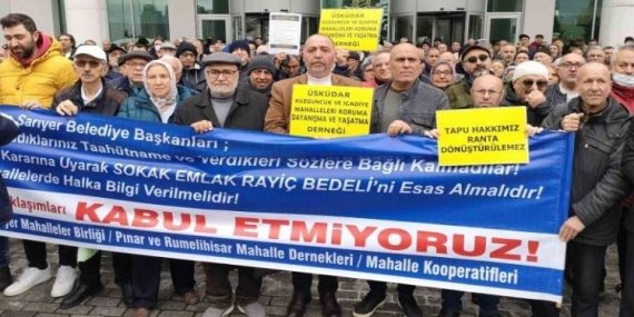 Sarıyer Belediyesi önünde “tapu” protestosu