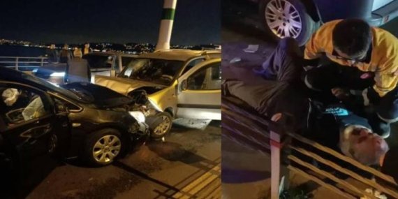 Sarıyer’de ters yöne giren araç kaza yaptı