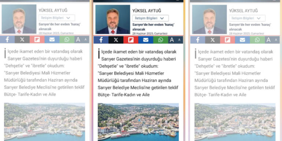 Sarıyer Gazetesi’nin haberi Yüksel Aytuğ’un köşe yazısında