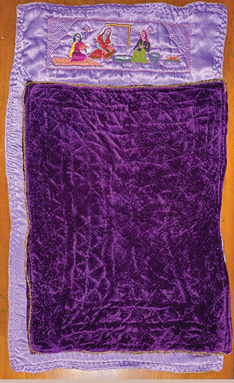 yorgan üzerine minyatür.nakış ve boya.doğum ritüeli